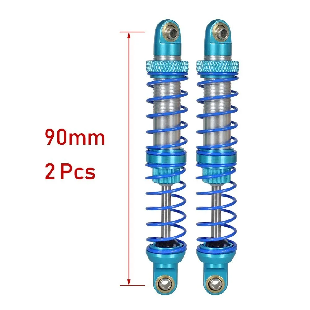 90mm 2pcs Масляный Регулируемый 80 мм, 90 мм, 100 мм, 110 мм, 120 мм, металлический амортизатор для 1/10 Rc автомобилей, запчасти для грузовиков, гусеничный осевой Scx10 Trx4 D90 - Цвет: 90mm 2pcs
