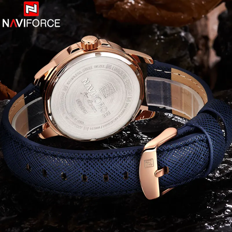 New NAVIFORCE Men Watch 3ATM Waterproof Male Fashion Casual Leather Wristwatch Man Date Week Quartz Watches Relogio Masculino | Наручные