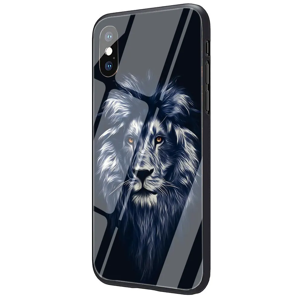 Модный чехол из закаленного стекла с дизайном льва Для iPhone 11 Pro 6 6S Plus 7 8 Plus X XS XR XS Max - Цвет: G8