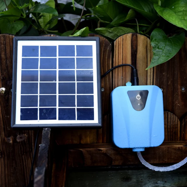 Ultra Low Noise Solar Powered Charging Water Oxygenator Mini Air Pump Air Compressor Aerator Garden Aquarium Plant Fish Tank