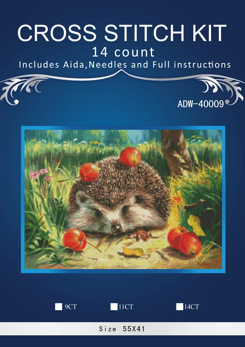 

Набор из 14-каратного крестика с изображением ежика и фруктов, китайский хлопковый Набор для вышивки крестиком, вышивка, рукоделие