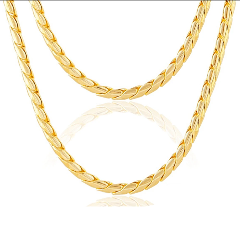 Тонкое ожерелье с костями желтое золото цепочка для женщин и мужчин 20 дюймов |