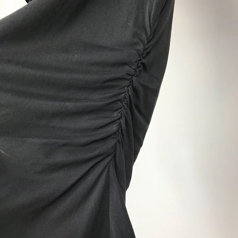 TWOTWINSTYLE летняя Корейская однотонная женская футболка с круглым вырезом и коротким рукавом, тонкие топы с рюшами, женская модная одежда, новинка