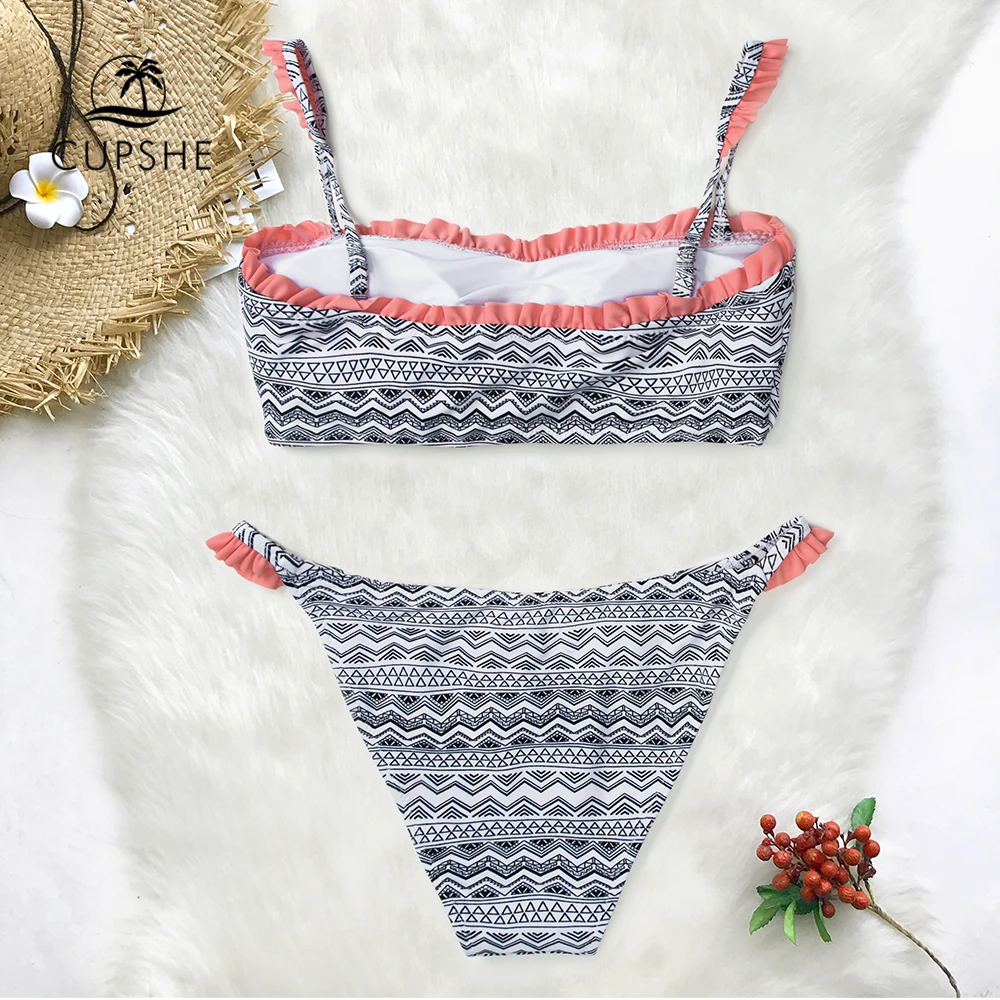CUPSHE пикантные рюшами бикини с начесом наборы для ухода за кожей женщин Boho Танк