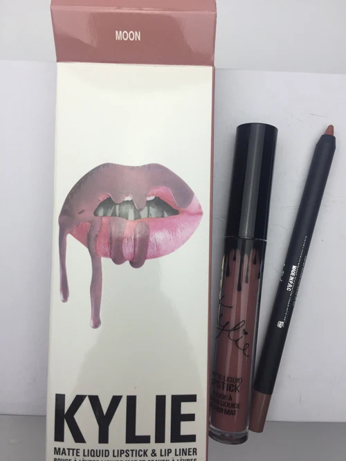 hot new KYLIE matte lipstick+lips pencil makeup lasting waterproof liquid lip gloss kilie lipstick kyliejenner lip - Color: MOON