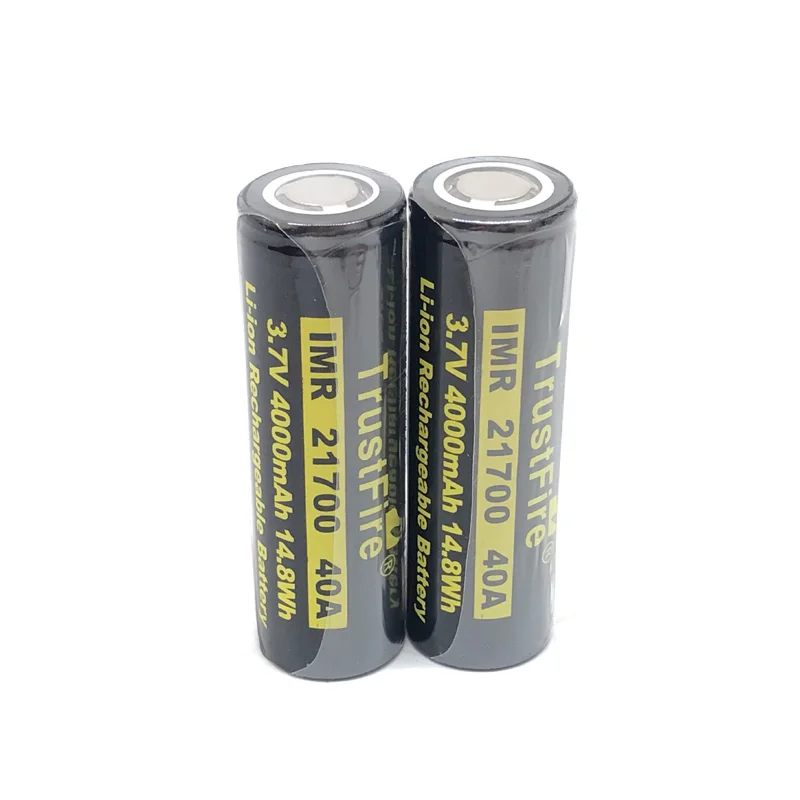 

2pcs/lot TrustFire IMR 21700 3.7V 40A 4000mAh 14.8W Rechargeable Battery Lithium Batteries For Flashlights Torch