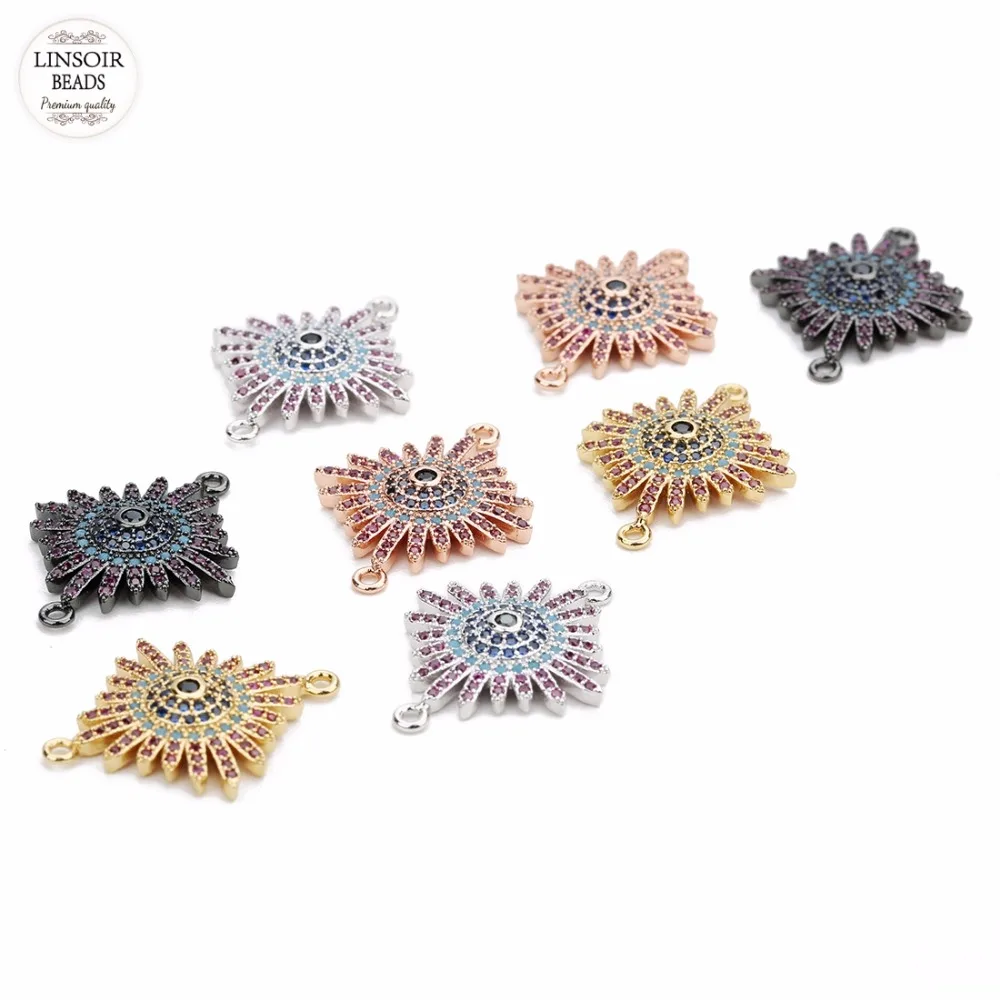 Медный Соединитель с фианитами для изготовления ювелирных изделий сделай сам 1