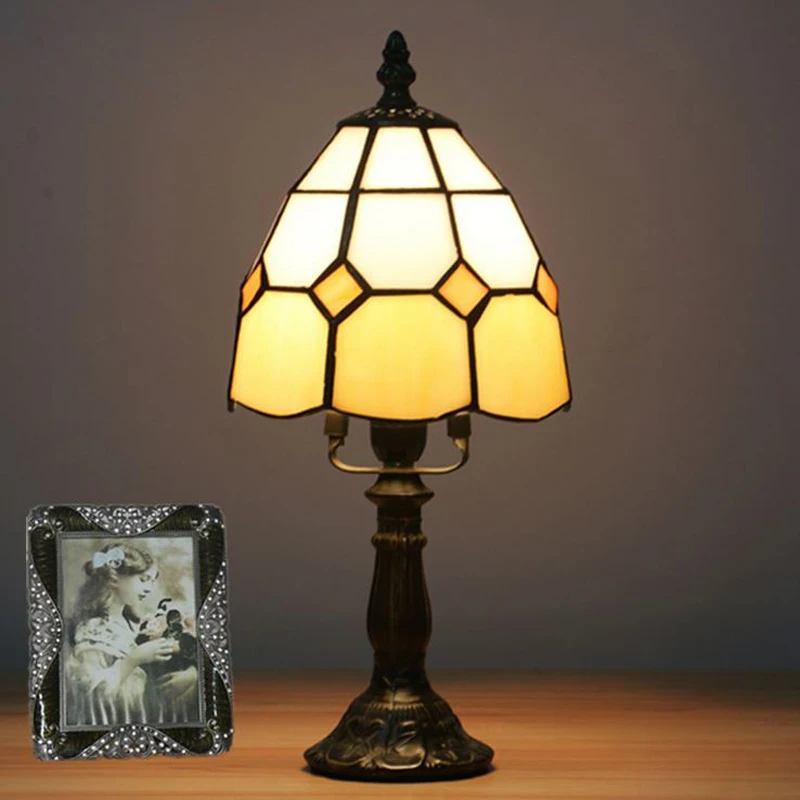 Tiffanylamp Классическая E14 многоцветная настольная лампа в стиле Тиффани для спальни, гостиной, церкви, стекла, высокое качество