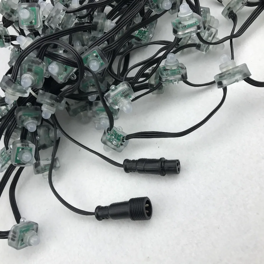 100 шт./компл. квадратный тип DC12V адресуемый 12 мм WS2811 RGB led Smart Pixel узел; все черные 18AWG) провод, IP68; с 2 м Xplug pigtail