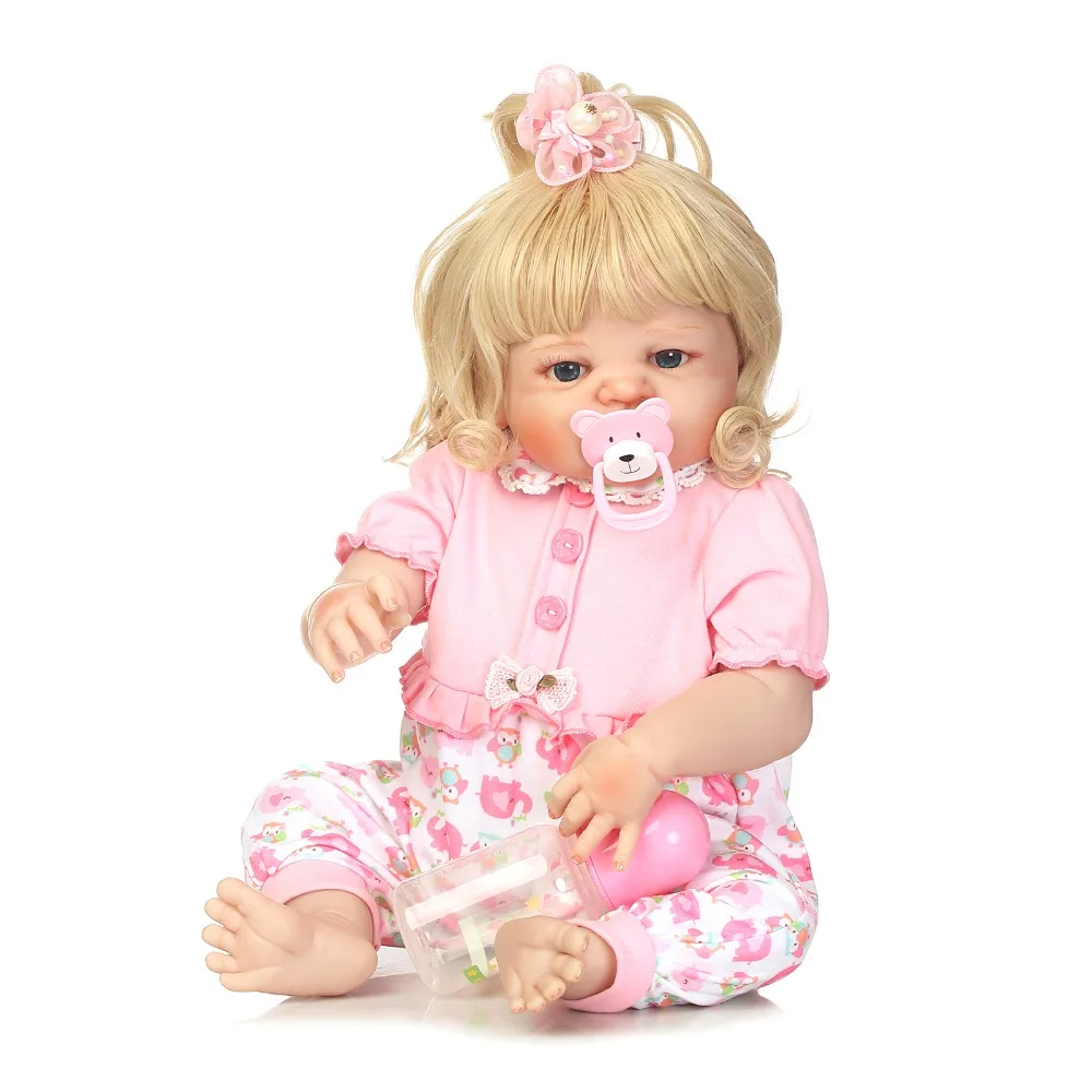 Силиконовая кукла Reborn Boneca Realista 55 57 см модная Розовая для маленькой принцессы