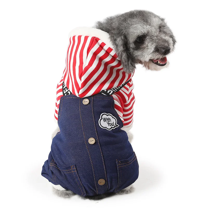 DOGGYZSTYLE теплая одежда для собак мягкий полосатый комбинезон домашних животных