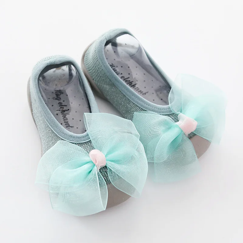 Обувь для маленьких девочек с бантом бабочкой нескользящие носки обувь