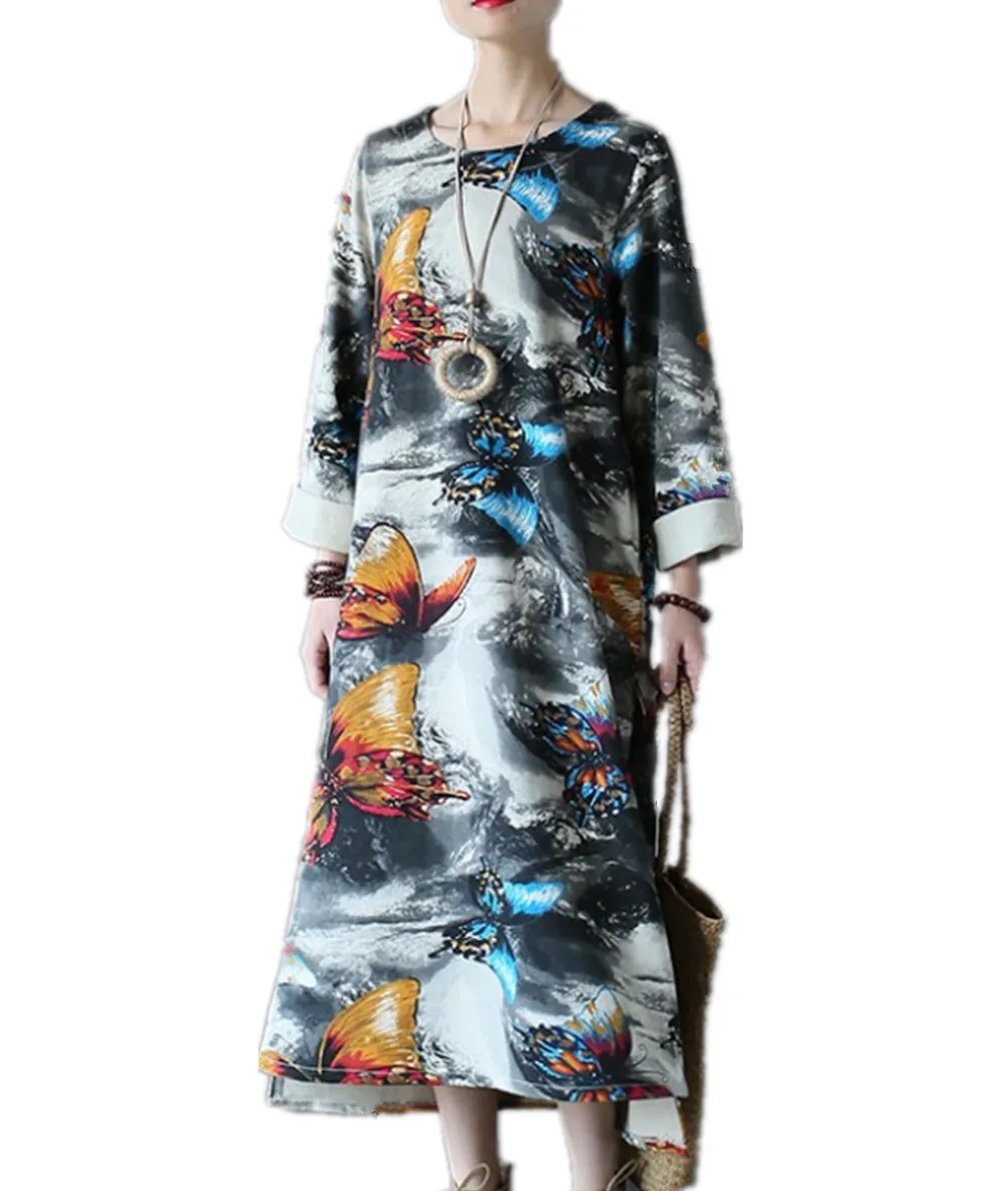 YESNO JZ6 Women Long T-Shirt Dress 100% Cotton Casual Loose Fit Oil Painting Like Sleeve High Low Hemline | Женская одежда