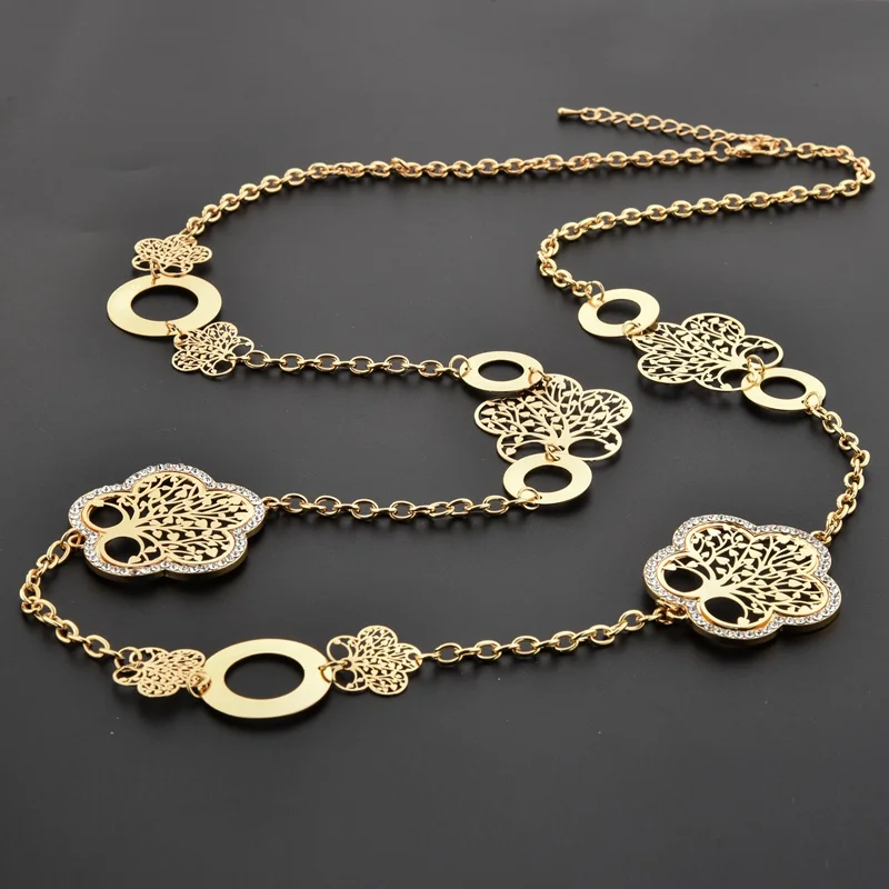 CHICVIE Роскошные ювелирные изделия цветочный узор дерево жизни ожерелье с
