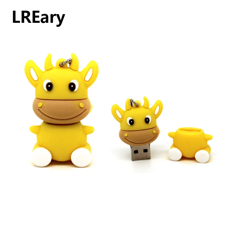 Милые животные мультфильм большой Бык Корова usb 2 0 карта памяти 64 Гб флеш