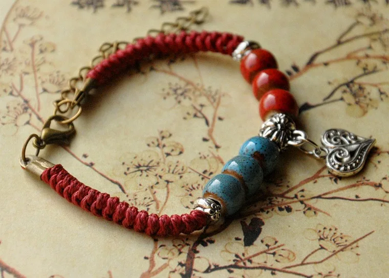 SEA MEW Китай модный металлический сплав сердце керамический браслет ручной работы