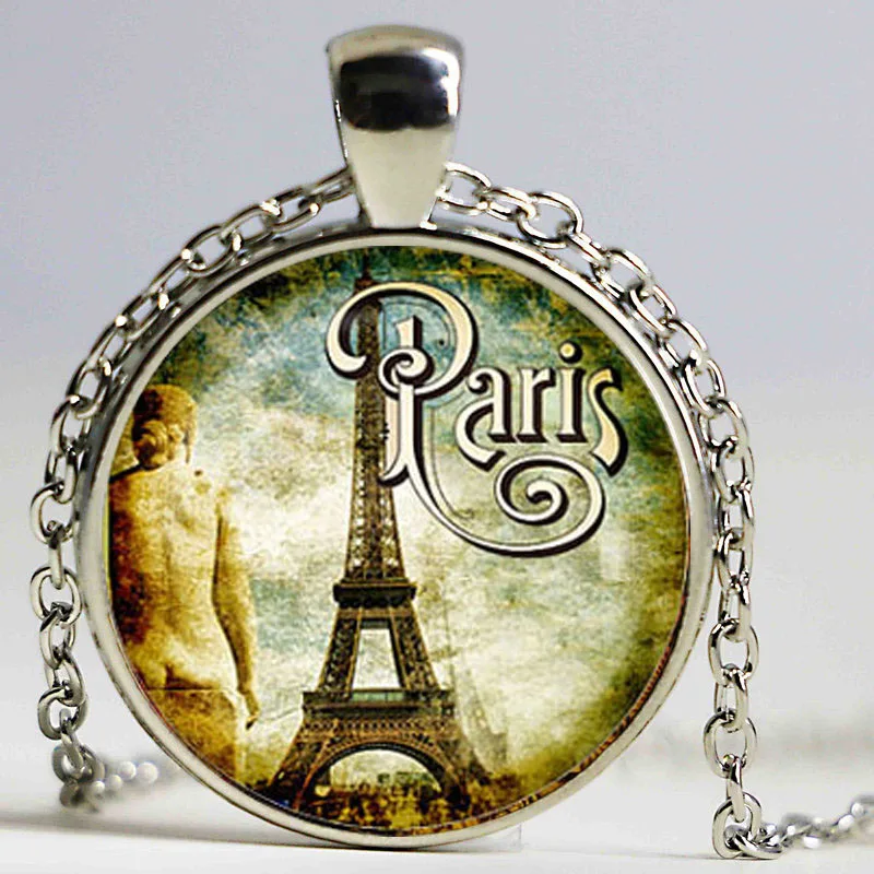 Цвета Франция Париж стеклянная подвеска ожерелье амулеты Эйфелева башня
