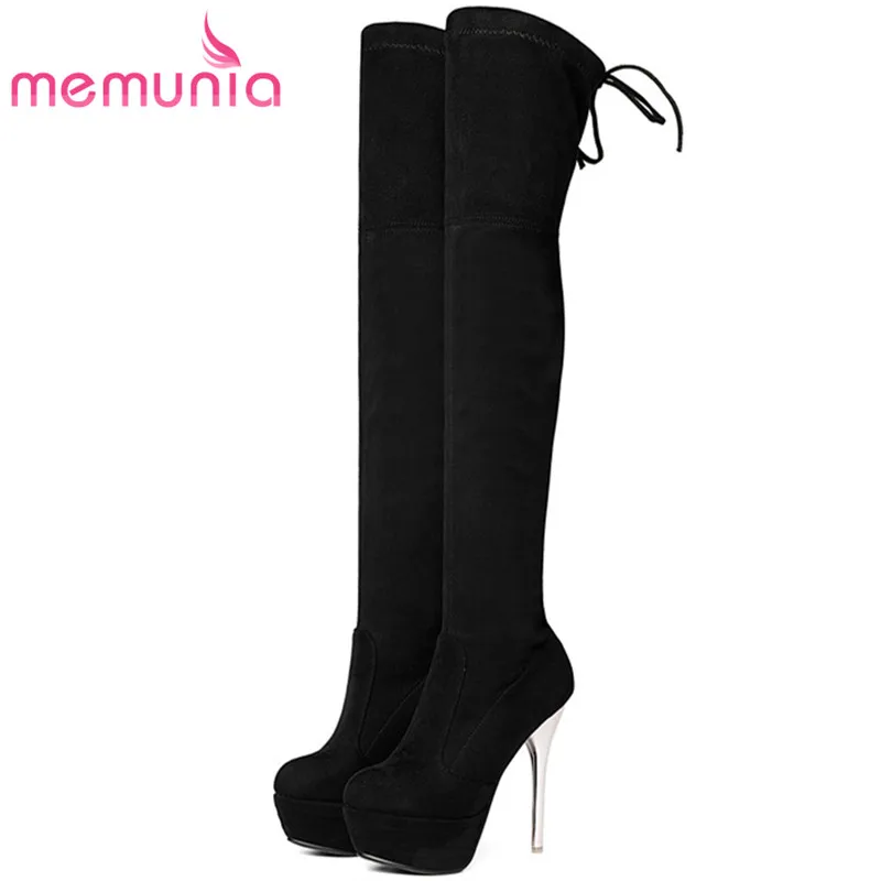 MEMUNIA/Сапоги выше колена пикантные женские вечерние туфли на тонком каблуке