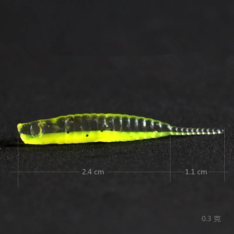 Рыбалка прямой приманка Tail Grub Мягкая искусственная приманка воблер 12 шт./упак. тонкой корень рыбалки вибрации хвосты 3,5 см/0,3 г черного, желтого цвета рыбы