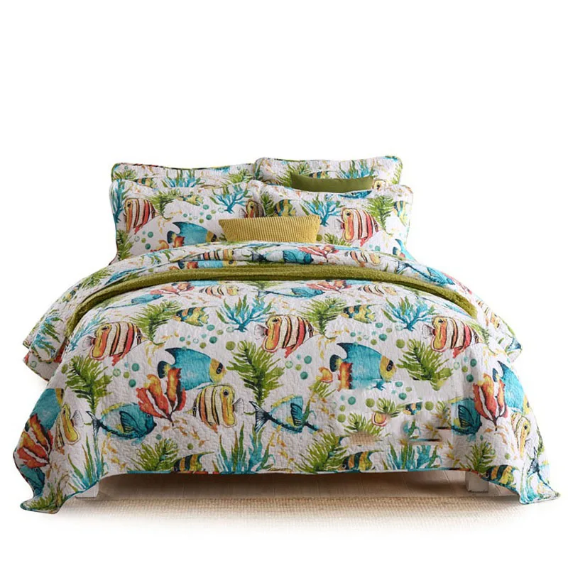 PHUWONDA домашние хлопковые стеганые покрывала с реактивной печатью из 3 предметов |