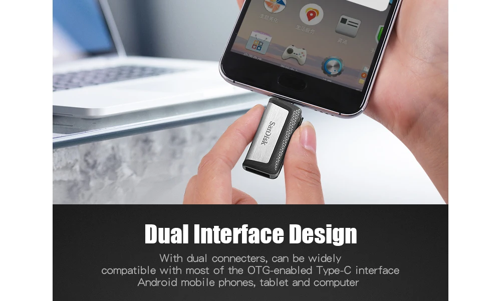 Флеш-накопитель sandisk OTG USB SDDDC2 32 Гб 64 Гб 128 ГБ 150MBS type-C USB3.1 двойной OTG флеш-накопитель USB флеш-накопители