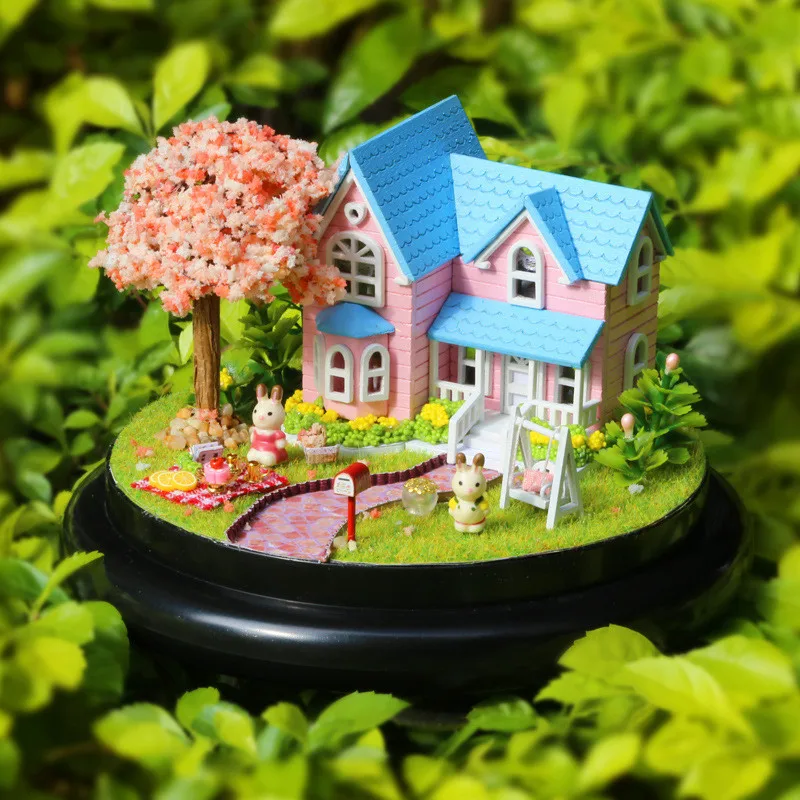 Милый семейный дом DIY Kawaii по всему миру музыкальная шкатулка стеклянные шары