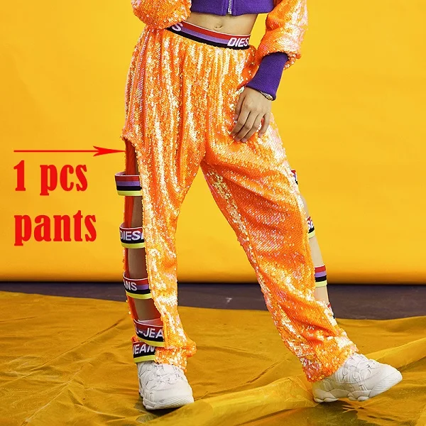Only pants Новинка; модные танцевальные костюмы для девочек в стиле джаз, хип-хоп; детская одежда для выступлений с блестками; детская одежда для уличных танцев; Одежда для танцев; DL3042 - Цвет: Only pants