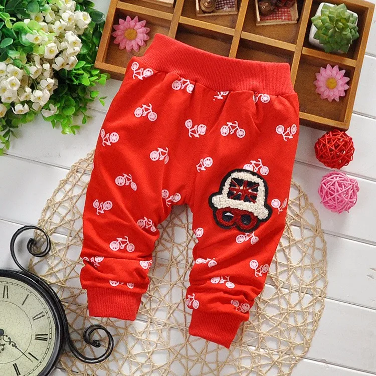 Осень 2016 новые хлопковые детские брюки милые Мультяшные штаны с вышивкой для