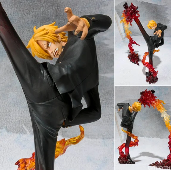 New one piece anime black leg sanji fire battle version boxed PVC action figure collectio model toy kids toys freeshipping | Игрушки и