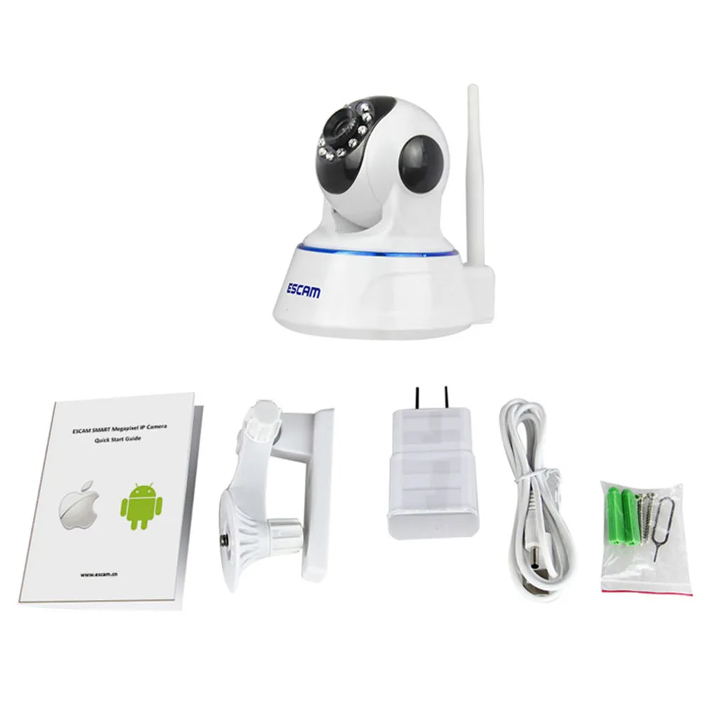 ESCAM QF002 IP камера wifi 720P P2P ночное видение ИК двухстороннее аудио слот карты Micro SD для домашней компании безопасности