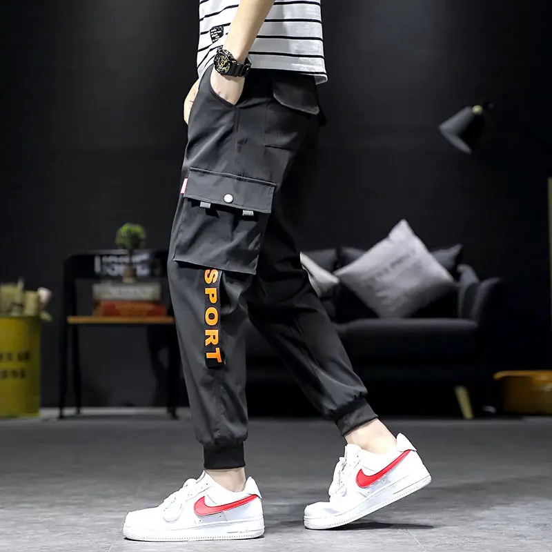 Мужские спортивные брюки шаровары Японская уличная одежда мужские для бега в
