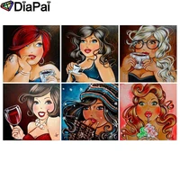 diapai diamond painting 5d diy full squareround drill cartoon woman 3d embroidery cross stitch 5d decor gift