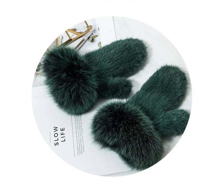 ZDFURS* брендовые модные зимние женские перчатки из натурального меха норки, вязаные варежки, толстые теплые меховые перчатки и варежки