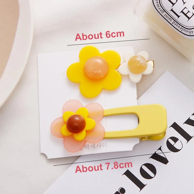 INS Япония Корея Цветок Смола шпилька боковая челка клип девушки женщины сладкий