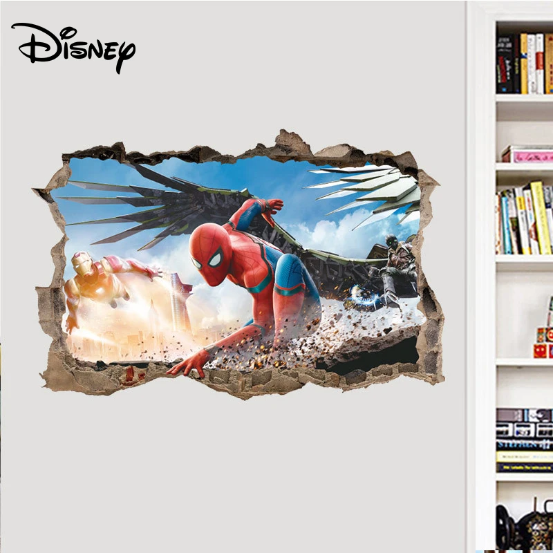 Новые 3d наклейки на стену Человек-паук Disney декоративные для детской комнаты