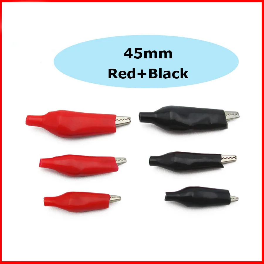 Free shipping 20 PCS Metal Alligator Clip crocodile electrical Clamp FOR Testing Probe Meter 45MM Black and red Plastic Boot |