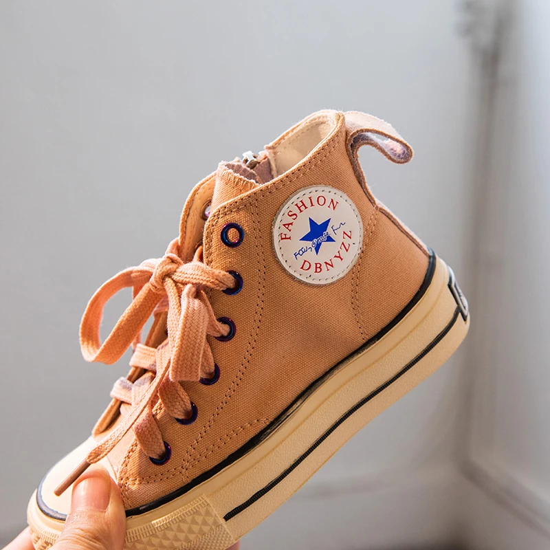 New 2019 Children Casual Shoes Unisex Canvas Classic High Top Girl Student Lace up Sport Sneaker Boys Autumn Toddler |