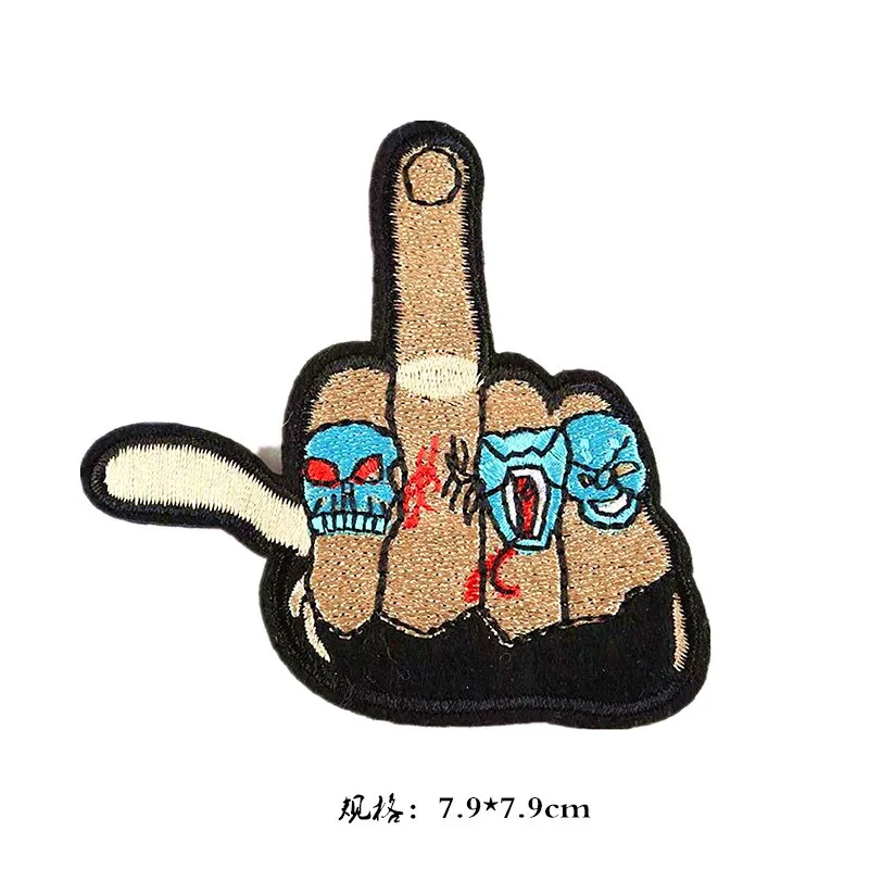 

Punk Hand Patches Rock Heart Clothing Stickers Iron on Patch Funny Embroidery Applique Accessories Skull Badges For Jeans Coat