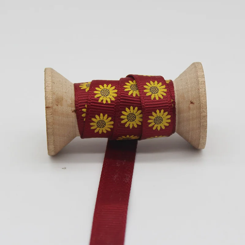 9mm Dark Red Floral Самая большая коллекция 3/8 дюймов(9 мм/10 мм/1 см) печатные корсажные ленты цветочные звезды парусник флаг животное полосатый Гепард панда - Цвет: 9mm Dark Red Floral