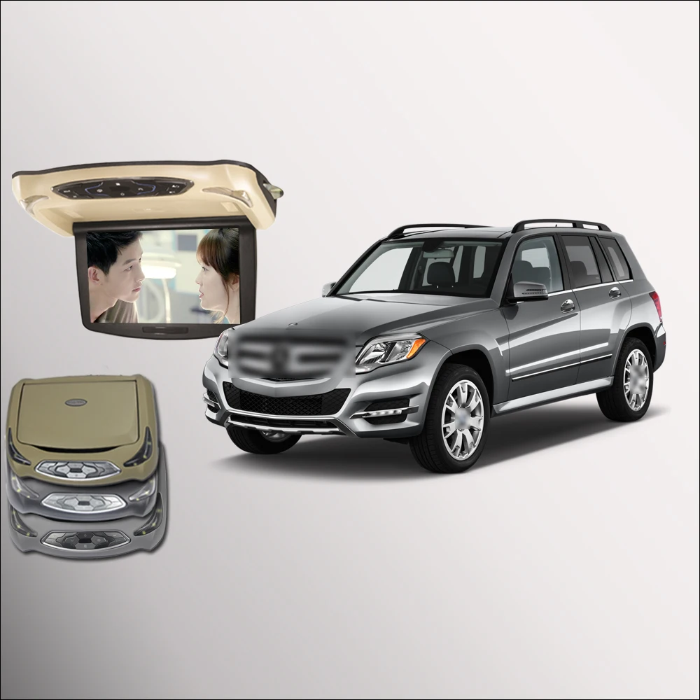 BigBigRoad для mercedes-benz glk на крыше автомобиля установлен в светодио дный светодиодный цифровой экран Поддержка HDMI USB FM ТВ игры ИК пульт дистанционного управления флип-вниз DVD