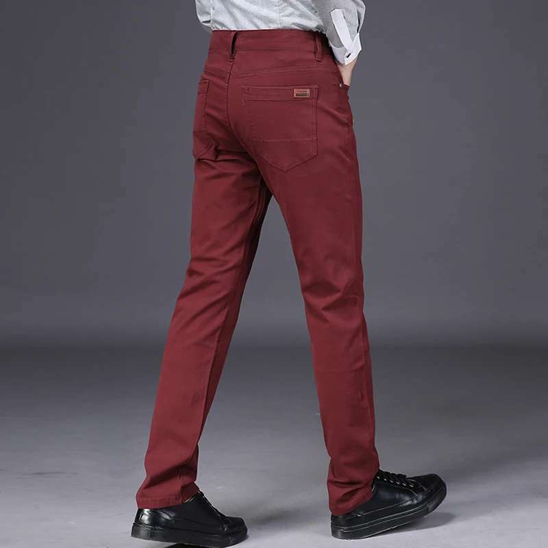 Новые мужские повседневные деловые брюки тонкие прямые с карманами черные синие