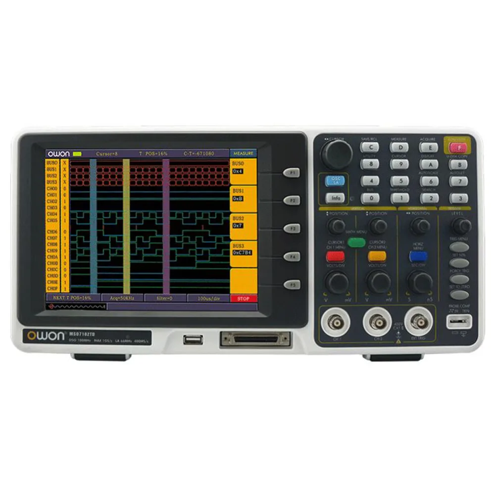 OWON MSO MSO8102T Логический анализатор осциллограф 200 МГц 2GS/s 8 цветов LCD FFT 1 7|logic analyzer