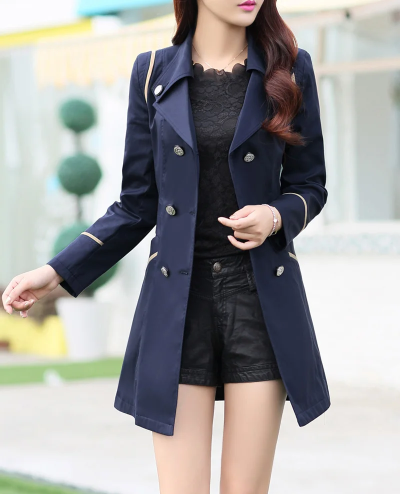 TANGNEST Slim Fit Женщины Тренч 2016 Новый Плюс Размер M-2XL Пальто Элегантный Двубортный