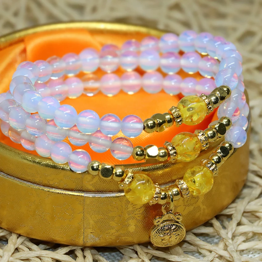 Оригинальный дизайн оптовая цена белый 6 мм круглые бусины опал лунный камень