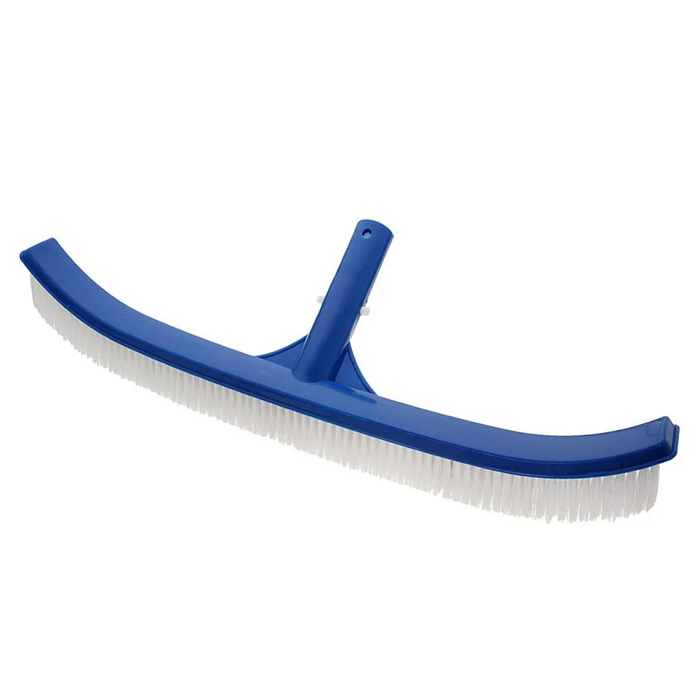 Белый High Quality Curved Swimming Pool Cleaning Tools Spa Wall& Floor Brush Nylon Bristles Cleaner Broom Leaf Rake Mesh Frame Nets - Цвет: Белый
