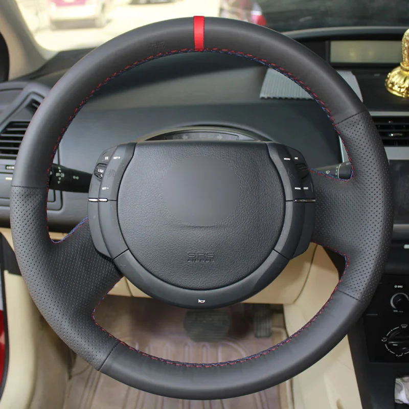 HuiER Ручной Чехол рулевого колеса автомобиля красный маркер для Citroen Triumph старый C4 C-quatre 2005-2010 автомобильный Стайлинг авто аксессуары