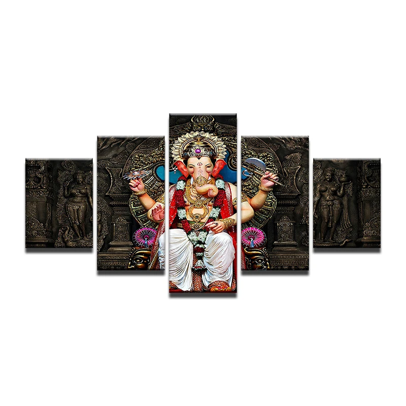 Модульная картина из 5 предметов Тибетский буддизм Ганеш Абстрактная Картина на