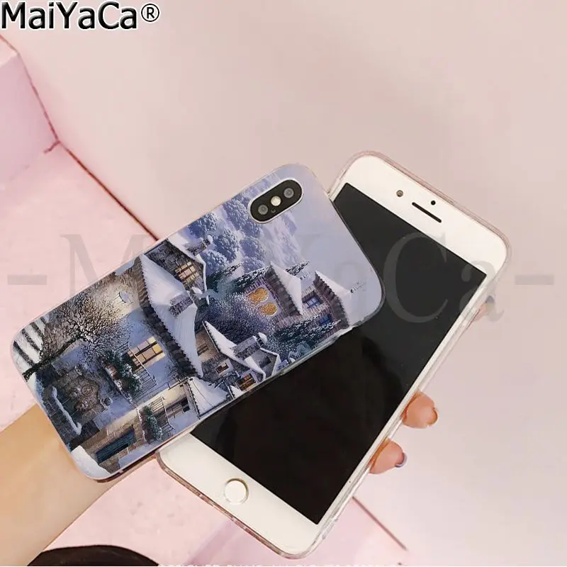 MaiYaCa пейзаж зимний светильник снег прозрачный мягкий чехол для телефона iPhone 5 5Sx 6 7 7plus 8 8Plus X XS MAX XR - Цвет: A6