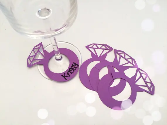 Бриллиантовое кольцо маркер напитков бокал для вина Именные Бирки амулеты