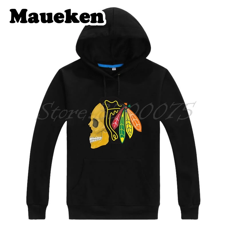 Мужские толстовки с капюшоном Chicago skull Blackhawks плотные на осень и зиму W17110908|men